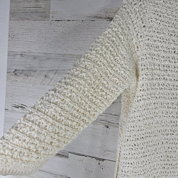 J JILL WHITE OPEN KNIT SIDE BUTTON SWEATER WOMEN'S SIZE MEDIUM 3/4 SLEEVE *EUC*. - Picture 12 of 16